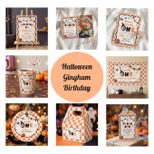 Griezelige Gingham Verjaardag Halloween Bedankjes Labels