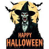 Halloween Horror Witch met rode ogen Ronde Sticker