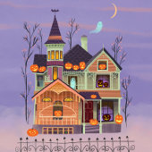 Halloween Jack-o'-lanttern House Art Print