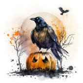 Waterverf Crow Halloween Papieren Bordje