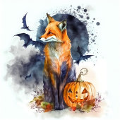 Waterverf Fox Halloween Ronde Sticker