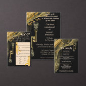 Halloween Black & Gold Skull Keys Engagement Party Kaart (Personaliseer de collectie van deze zelfstandige maker.)