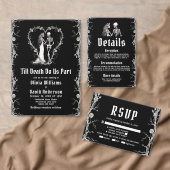 Zwart-wit Halloween gotische Save The Date Kaart (Personaliseer de collectie van deze zelfstandige maker.)