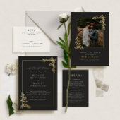 Klassieke zwarte bruiloft kaart