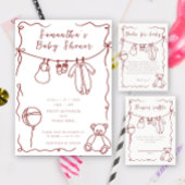 Hand getrokken babykleding baby shower dank u bedankkaart