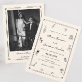 Zwart-wit Hand Getrokken Trouwplaats Kaart DIY