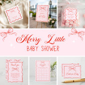 Merry Little Baby Shower Hand Drawn Bow Thank You Bedankkaart