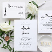 Moderne Bow Trouwfoto Dank u kaart