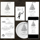 Met de hand getekende champagne toren bruidsdouche ronde sticker