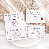 Whimsical Handgeschreven Cherry Bruiloft Details Informatiekaartje