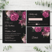 Hand Painted Roses Dark Romantic Wedding Bedankkaart (Personaliseer de collectie van deze zelfstandige maker.)