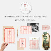 Floral roze boeket streep bruiloft servet