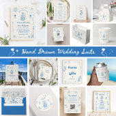 Franse hand getekend grillige illustraties bruilof menu