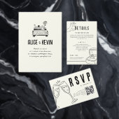 Black Hand Drawn Illustration Minimalist Wedding  Uitnodigingen Wikkel (Personaliseer de collectie van deze zelfstandige maker.)