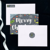 Schetste Winter Branches Holly en Spruce Pattern Inpakpapier Vel