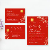 Modern elegant Chinees bruiloft floral script rood Bedankdoosjes