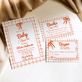 Oranje Hand Getekend Gingham Neutraal Baby shower Kaart