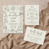 Hand Drawn Vintage Retro Wedding Gastenboek (Personaliseer de collectie van deze zelfstandige maker.)