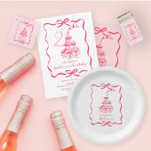 Hand Drawn Pink Champagne Tower Birthday Party Kaart