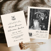 Zwart-wit Hand getekend Quirky Wedding Kaart