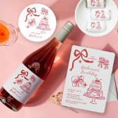 Birthday Party Hand Drawn Red Pink Scribble Acryl Uitnodigingen