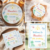 Met de hand getekende zomerse fun aangepaste stran bedankkaart