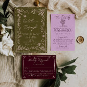 Foto Blauwe Crème Getekende Bloementuin Bewaar De  Save The Date