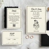 Hand getrokken krabbel  schets Franse bruiloft Bedankkaart