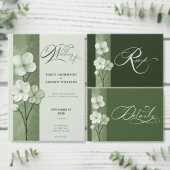 Salie Groene Hand Getekende Bloemencode QR Code RS RSVP Kaartje (Personaliseer de collectie van deze zelfstandige maker.)