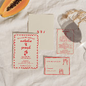 Met de hand getekende heldere vintage unieke quirk RSVP kaartje