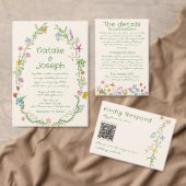 Hand getrokken kleurrijke bloemenkrans lente bruil kaart (Personaliseer de collectie van deze zelfstandige maker.)