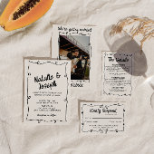 Hand geschreven QR Code Retro Lijst Modern Huwelij RSVP Kaartje