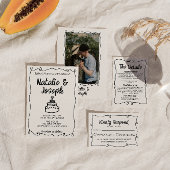 Hand geschreven getrokken Retro Lijst Modern Bruil RSVP Kaartje