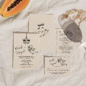 Retro Hand geschreven getrokken Cupido bruiloft de Informatiekaartje