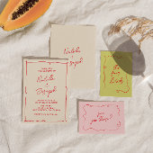 Handgeschreven grillige kleurrijke moderne bruilof menu