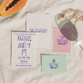 Retro  Leuk Uniek Modern Hand Getrokken Bruiloft Kaart