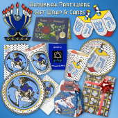 Maxfield Parrish-y Hanukkah Elf en Dreidel Feestdagenkaart