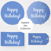 Happy Birthday Pastel Blue White Typografie Ronde Sticker