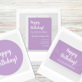 Gepersonaliseerde Verjaardag Paarse Lila Happy Bir Ronde Sticker