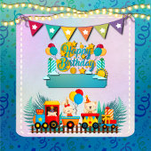 Gelukkige Verjaardagstrein met Leuke Dieren Wensen Inpakpapier Vel