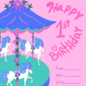 Carrousel Paarden 1e verjaardag Briefkaart