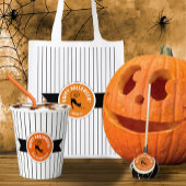 Happy Halloween Black Cat & Stripes ID686 Kaart