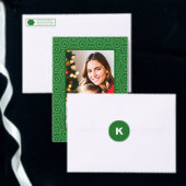 Wit op Groen Minimalistisch Monogram Ronde Sticker (Personaliseer de collectie van deze zelfstandige maker.)