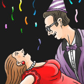 A happy dance for the New Year's party Feestdagenkaart