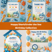 Maak golven Happy Shark onder het Zee Verjaardag Papieren Bekers