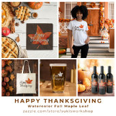 Happy Thanksgiving Waterverf Herfst Maple Leaf Kin T-shirt