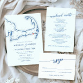 Minimalistische moderne marine blauw script RSVP-k RSVP Kaartje