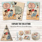 Dinosaur Pirate Twin Boys Verjaardagsfeestje Custo Kaart