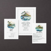 Waterverf Hawaï Bestemming Bruiloft Kaart (Personaliseer de collectie van deze zelfstandige maker.)