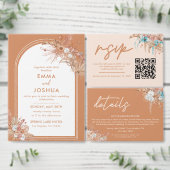 Moderne aardse Boho-huwelijks-QR-code RSVP (Personaliseer de collectie van deze zelfstandige maker.)